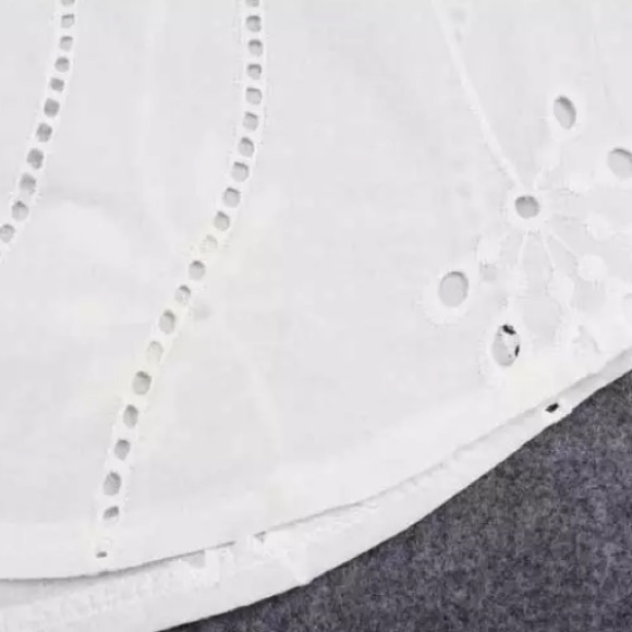 SOLD OUT White Boho Floral Eyelet Button Up Blouse - Picture 11 of 15